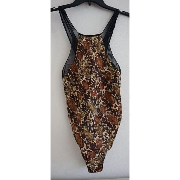 Intimately Free People OB1557014 Women's Sz S Brown Night Out Snakeskin Bodysuit - Picture 1 of 11